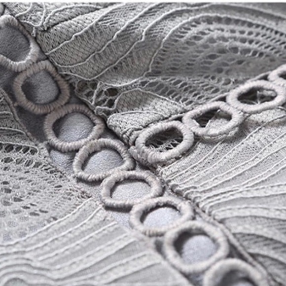 Grey Lace Slim A-Line MIDI Dress - Picture 4 of 4